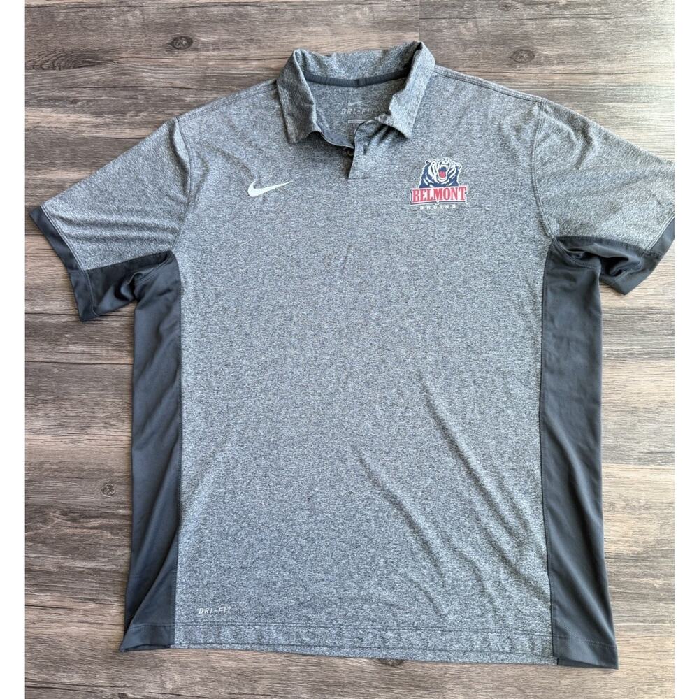 Nike Dri-FIT Belmont Bruins Polo Mens L Heather Gray Breathable Athletic Golf